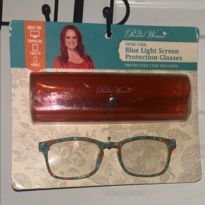 The Pioneer Woman Floral Turquoise Light Glasses with Red Case